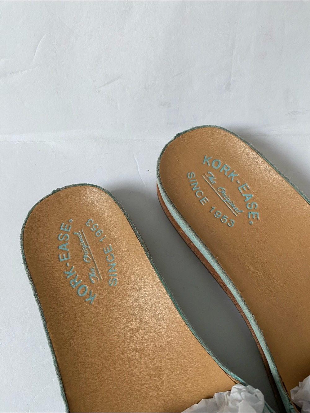 Kork-Ease Dolphin Braided Slide Sandals in Mint Green Suede - Picture 2 of 6
